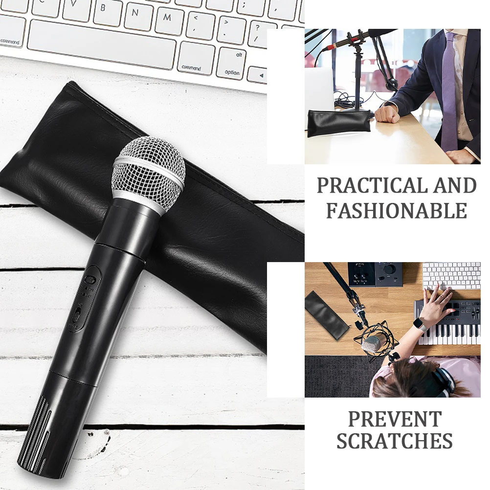 

3pcs Microphone Storage Bag Long Size Zipper Cordless Mic Bags Case Anti Dust Pouch Portable Audio Video Device