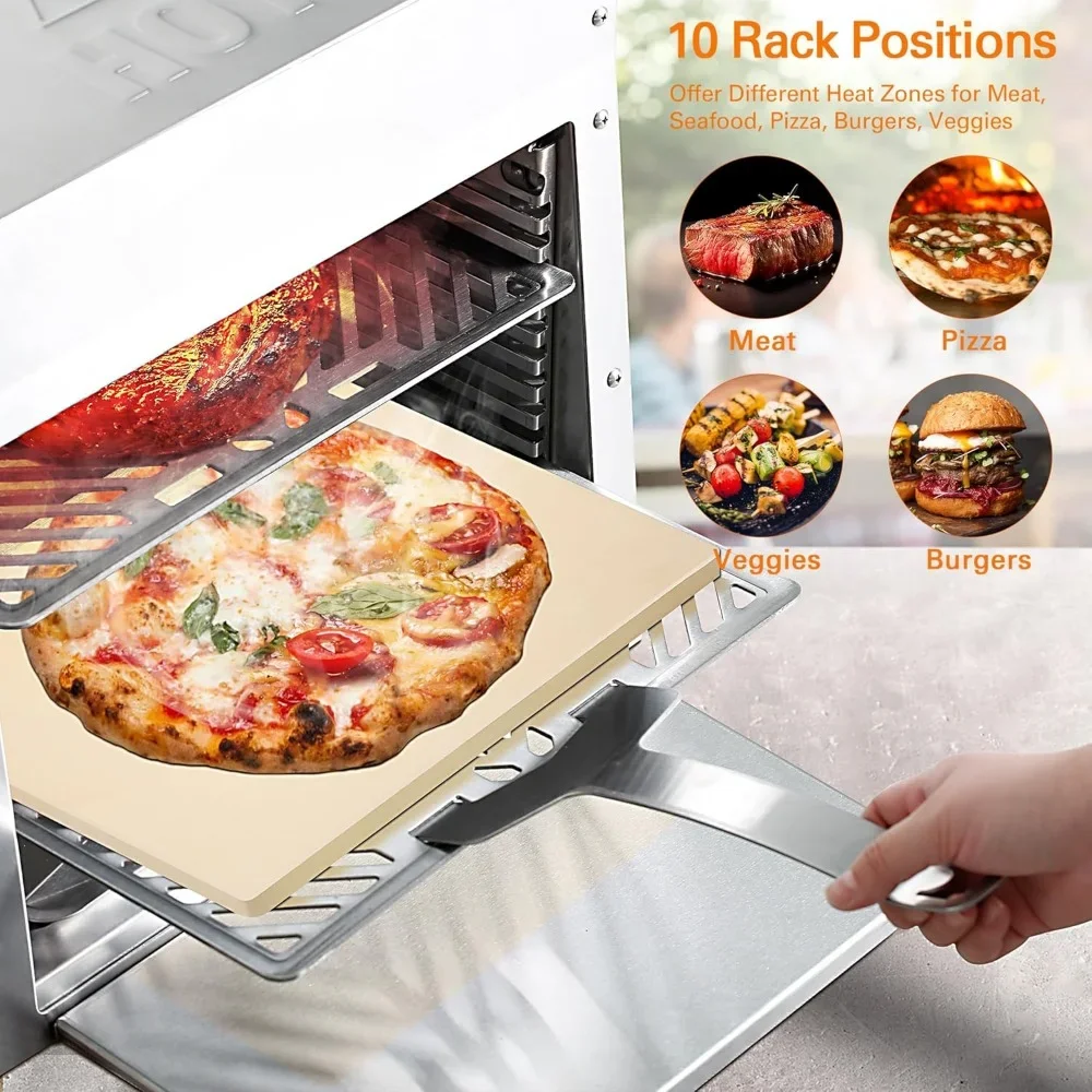 Steak Grill, 1500 Degree Small Camping Oven Steak Cooker Machine with Pizza Stone, Electric Steak Grill