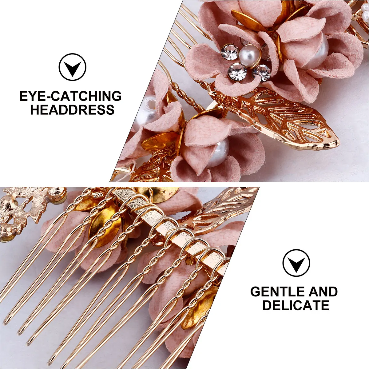 

H made Flower Hairpin Wedding Hair Comb Pink Alloy Bridal Accessories For Long Short Hair Bridesmaid Headpiece Styling Tool