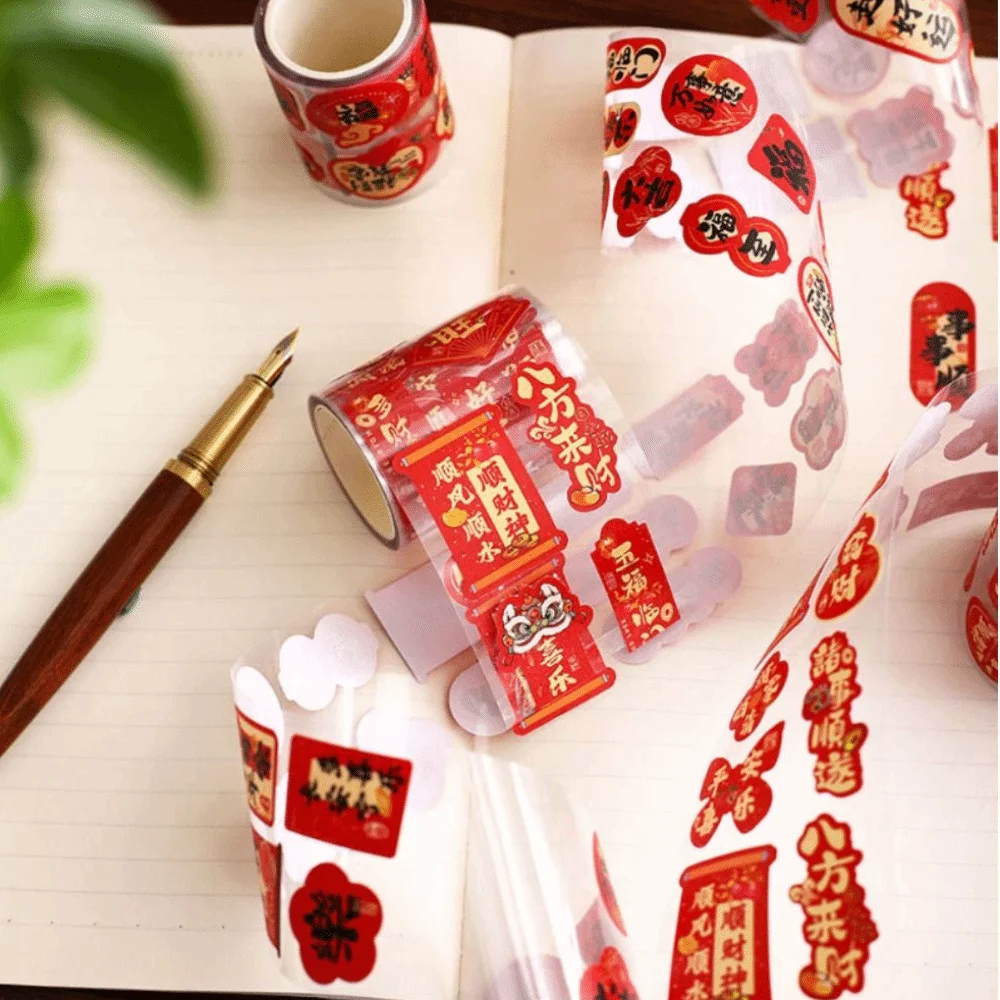 138/200Pcs Chinese New Year Stickers Cute Style Removable Lunar New Year Stickers Colorful Patterns Decorative Stickers