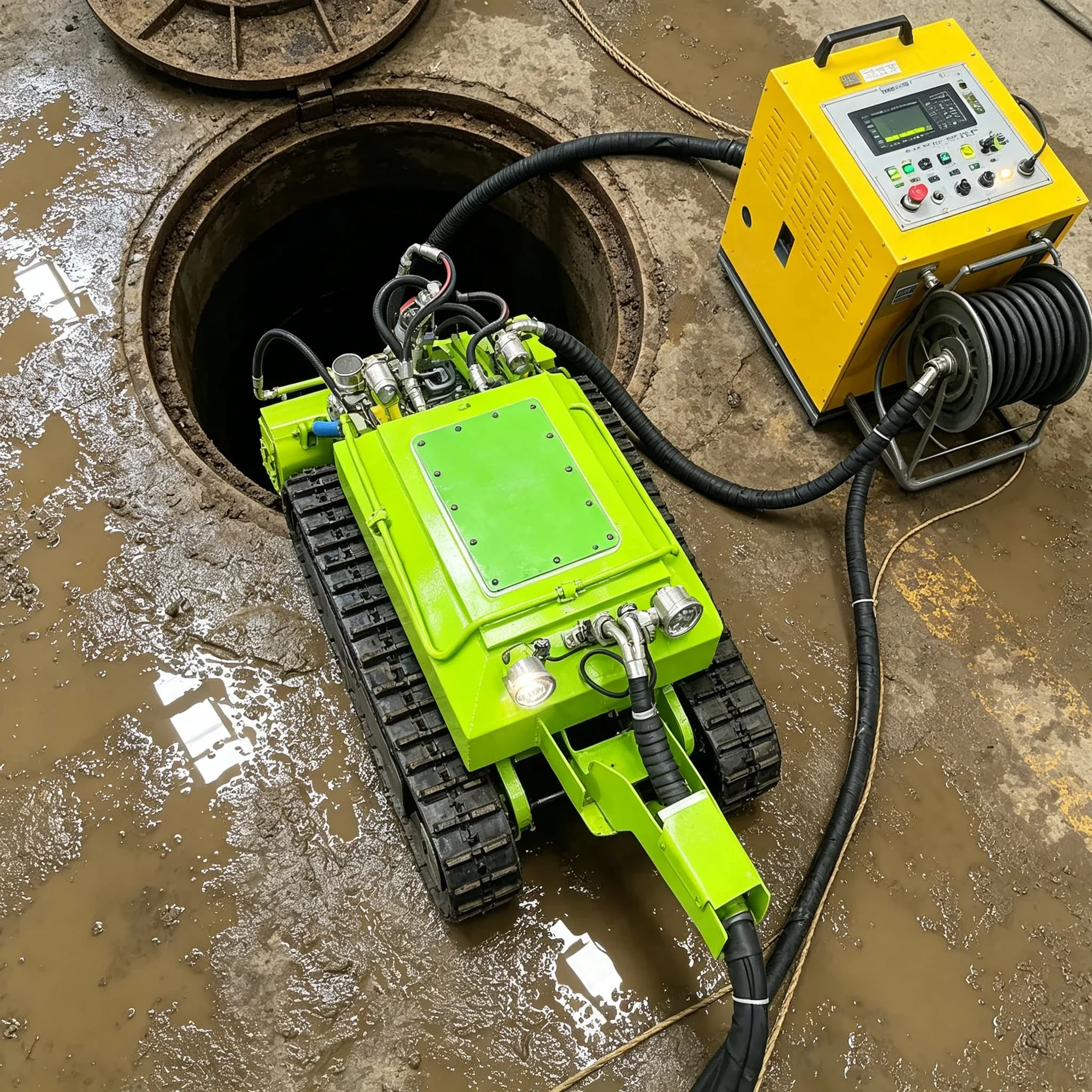 Crawler Dredging Robot Remote Control Submersible for Wastewater Tank Riverbed Sediment Desilting Sludge Suction Equipment