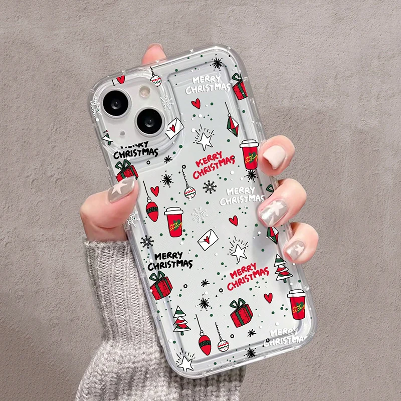 Christmas Pattern Print Clear Case For Samsung Galaxy A55 5G A54 A53 A52 A35 A34 A33 A15 S24 S23 Ultra S22 Plus S21 S20 FE Cover - náhled 5