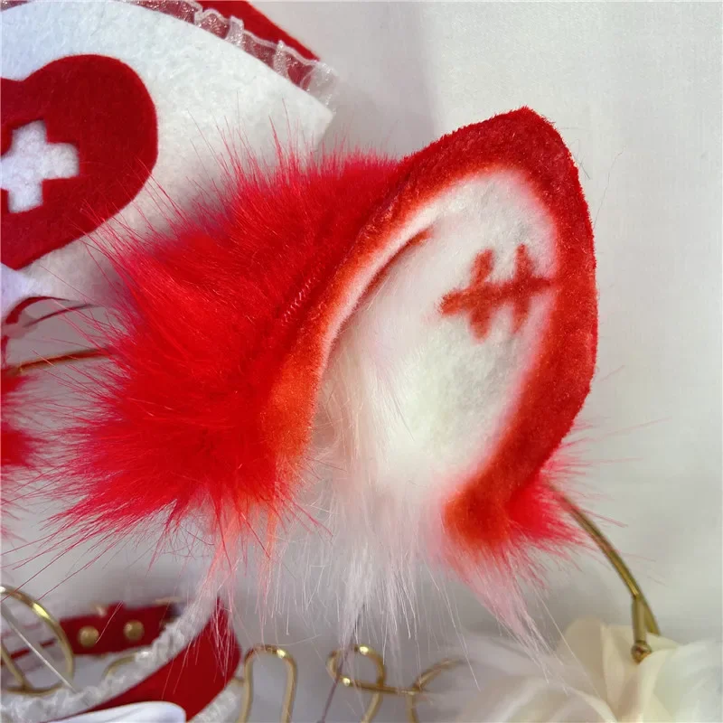 Travail fait à la main Anime Simulation bête infirmière lapin Cosplay oreilles cerceau pour jeu fête Halloween COSPLAY accessoires de déguisement