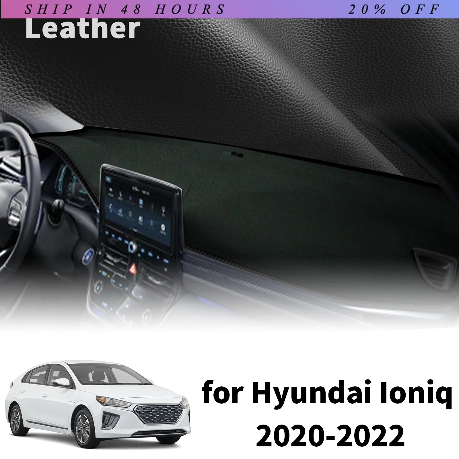 IOSN for Hyundai Ioniq 2020-2022 Electric EV Hybrid PHEV High Quality Dashboard Cover Dashmat Sunshade Anti‑UV Protector Dash Ma
