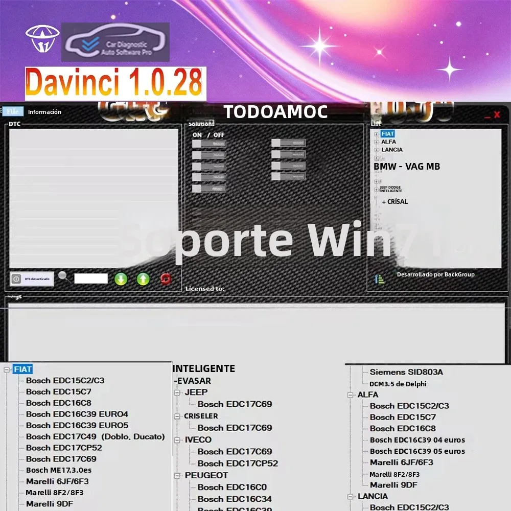 2026 Davinci 1.0.28/1.0.30 Software Win 7/10/11 compatible con herramienta de reparación de automóviles KESS/KTAG