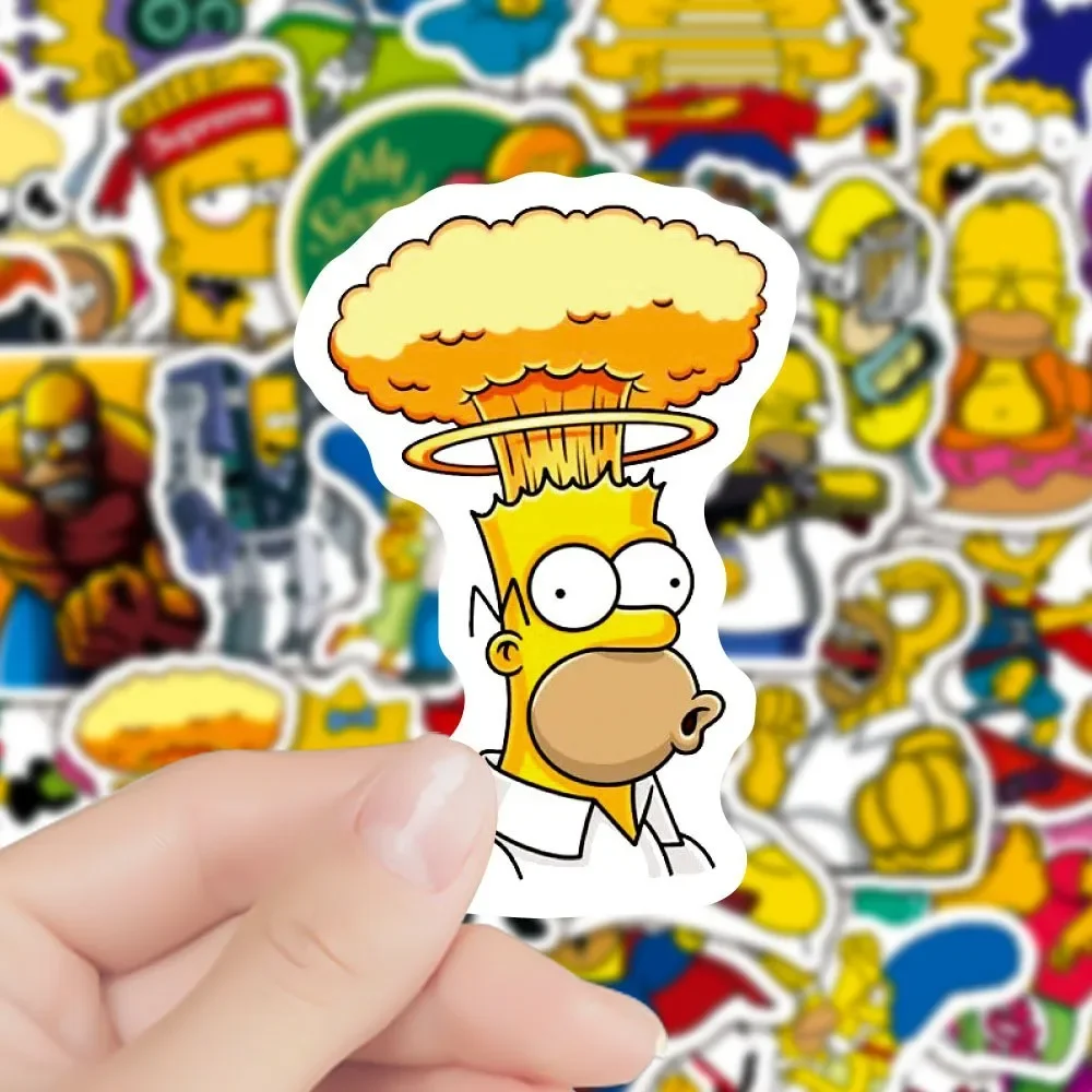 50 Uds. Pegatinas de dibujos animados de Disney The Simpsons Graffiti DIY teléfono monopatín portátil equipaje bicicleta PVC calcomanías impermeables juguete para niños