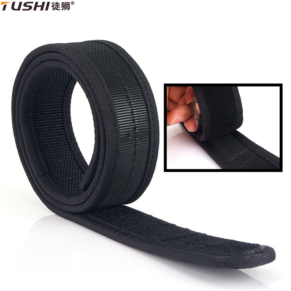 

TUSHI New 3.8cm Tactical Inner Belt for Men Premium Nylon Rigid Hook & Loop Straps 95cm to 135cm Unbuckled Belt Male Waistband