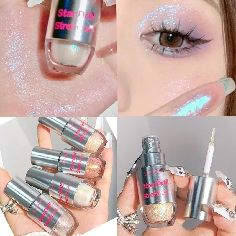 Heallor 4pcs/1pcs Liquid Eyeshadow Pearlescent Glitter Long Lasting Waterproof Liquid Eyeshadow Quick-drying Glitter Shimmer Eye