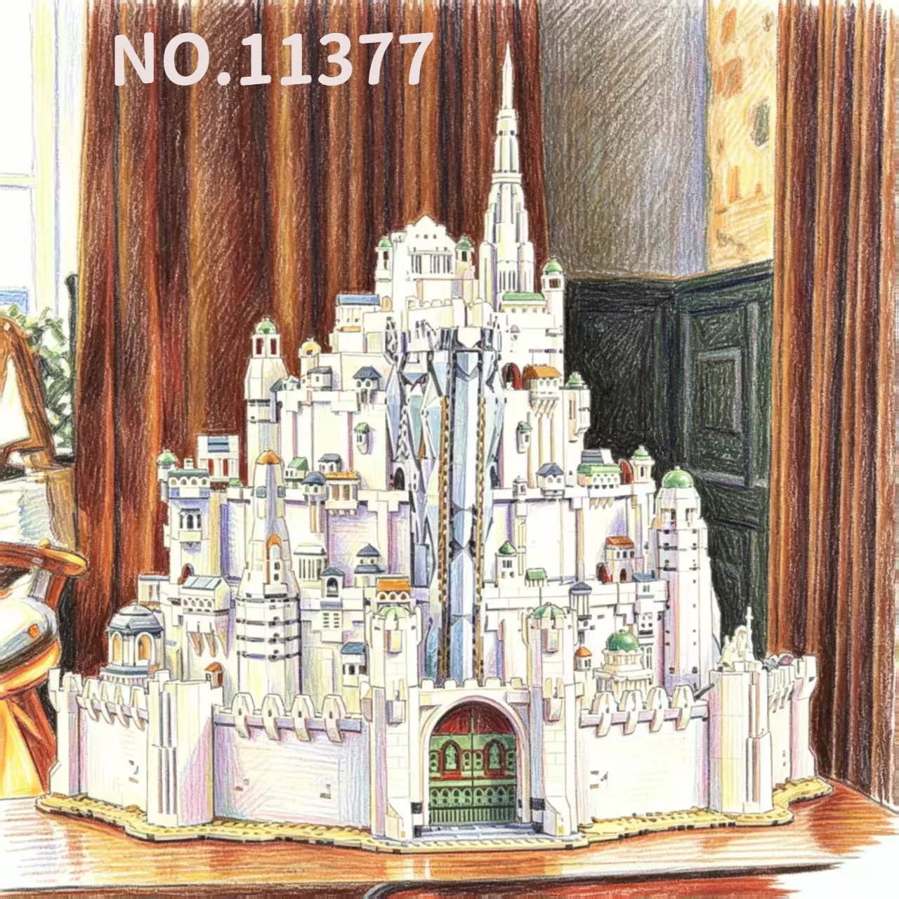 2026 New Hot Toys Classic Movie 8278pcs Mystical White Castle Building Blocks 3D Puzzle Model Toys For Ornament Birthday Gifts