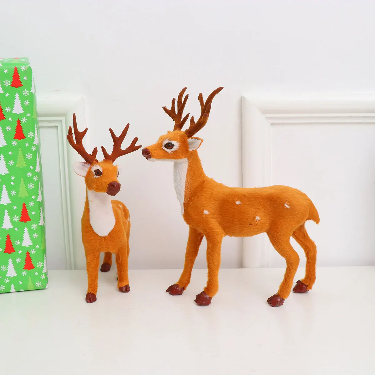 

3Pcs Sika Deer Decor Christmas Ornament Lifelike Indoor Decoration Party Props 15cm 20cm 25cm Gift Friends Christmas Ornament