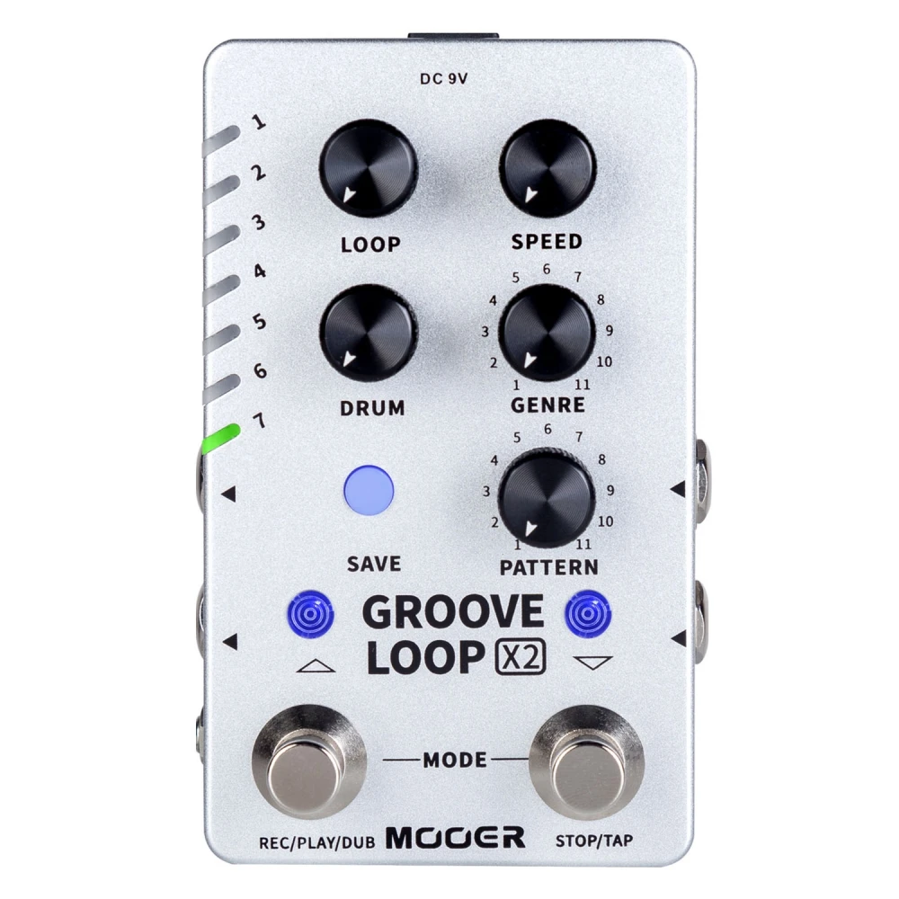 Mooer Groove Loop X2 Stereo Looper With 14 Save Slots Drum Machine Pedal 121 Different Drum 10-minute Capacity Per Track