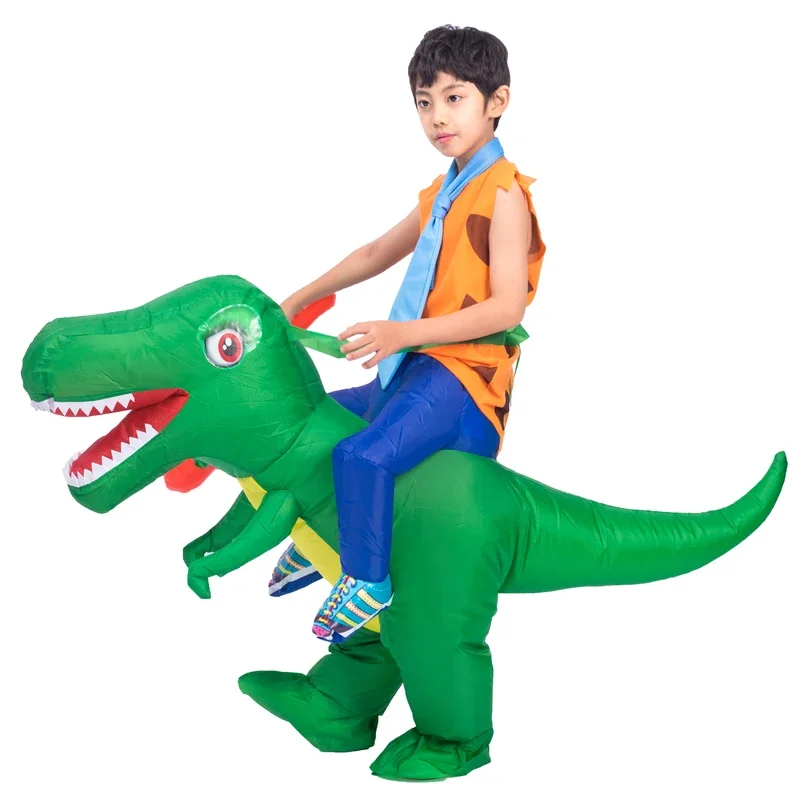 MN1 chłopcy człowiek jaskini Fred jazda dinozaur nadmuchiwany kostium dziecko dzieci Halloween Purim Party napompowane przebranie Cosplay9 * Jy