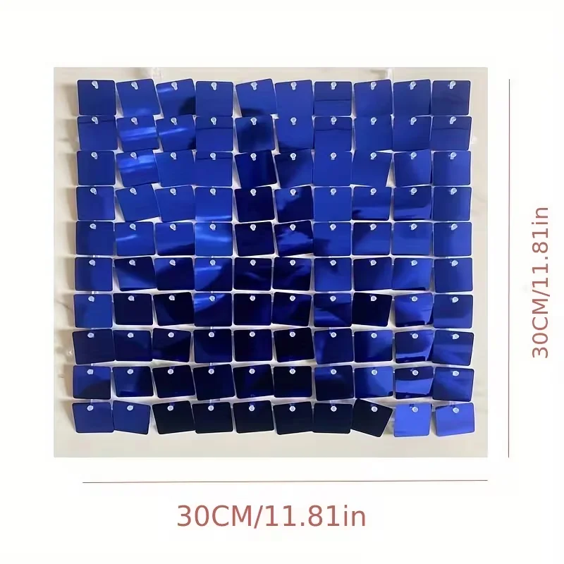 12pcs Blue Shimmer Wall Backdrop Dark Blue Square Sequin Shimmer Panels DIY Backdrop for Birthday Wedding Baptism Party Decor