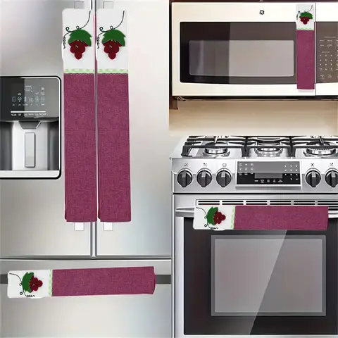 3pcs/set Cotton Refrigerator Door Knob Cover Home Decor Oven Door Handle Cover Handles Anti Skid Protector Gloves