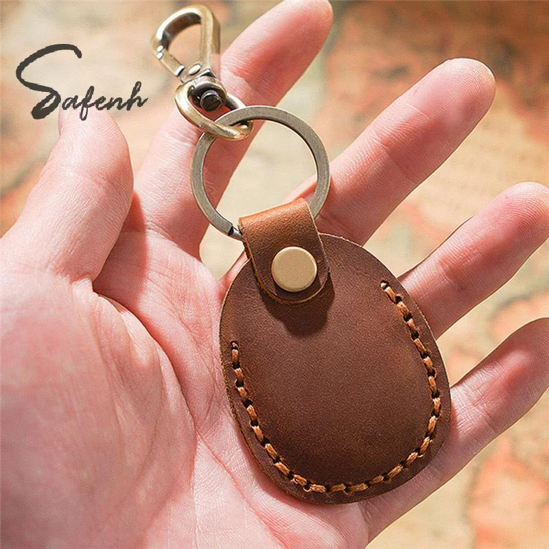 Keyring For Protective Case Retro High Quality Leather Keychain For Anti-lost Tracker Locator Device Accessories