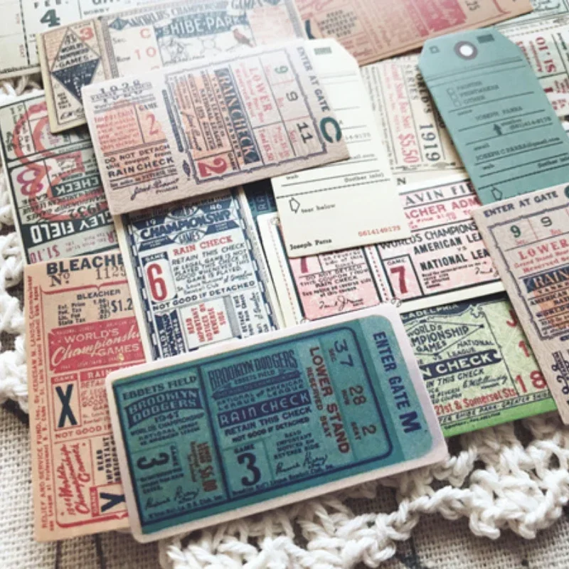 22Pcs Old Ticket Junk Journal Ephemera Vintage Sticker Decorative Tim Holtz Style DIY Album Diary Scrapbooking Material Supplies