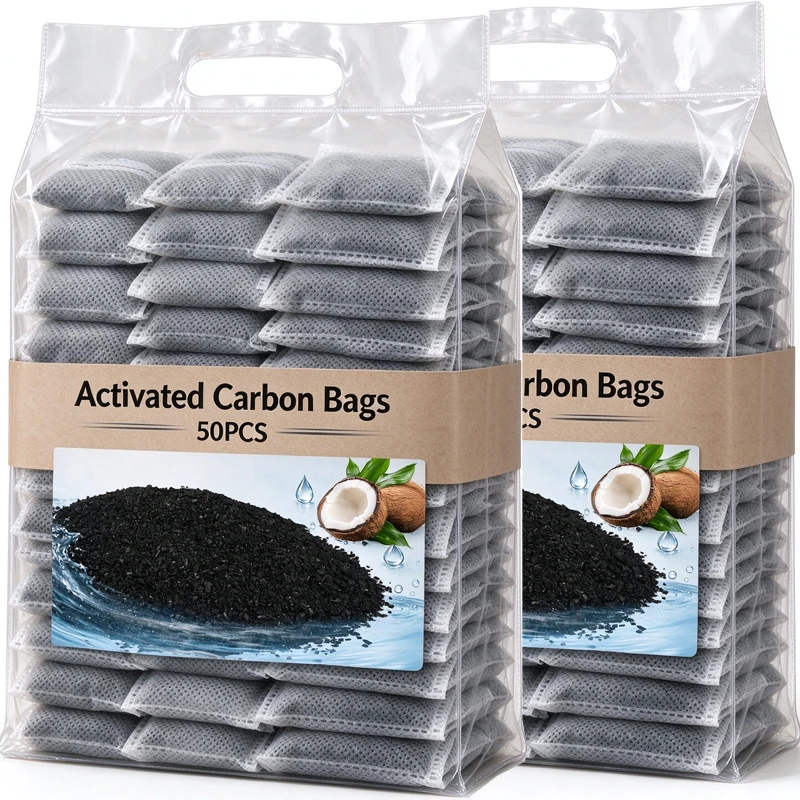 5/50x Activated Carbon Bags Natural Coconut Charcoal Air Purifying Deodorizer Moisture Absorber Odor Eliminator for Car Closet