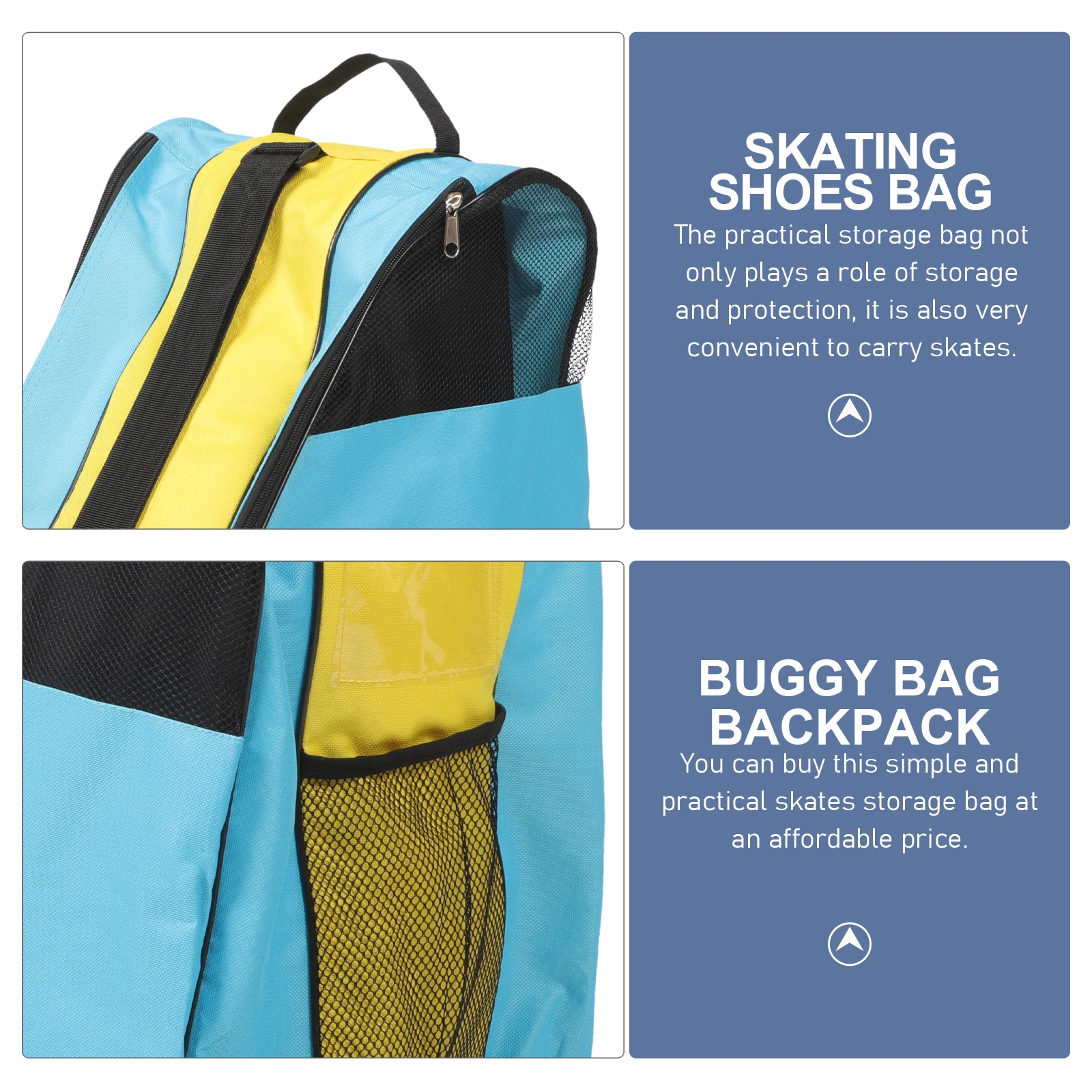 

Kids Ice Skates Roller Backpack Skating Bag Shoes Shoulder Bags Holder Sky-blue Carrier Women's
