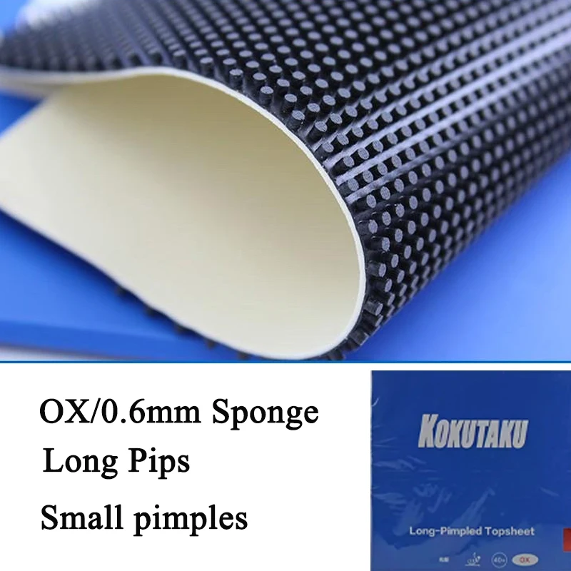 

KOKUTAKU Long Pips Table Tennis Rubber OX/0.6mm Sponge Small Pimples 40+ ITTF Approved Ping Pong Rubber for Defensive Play Style