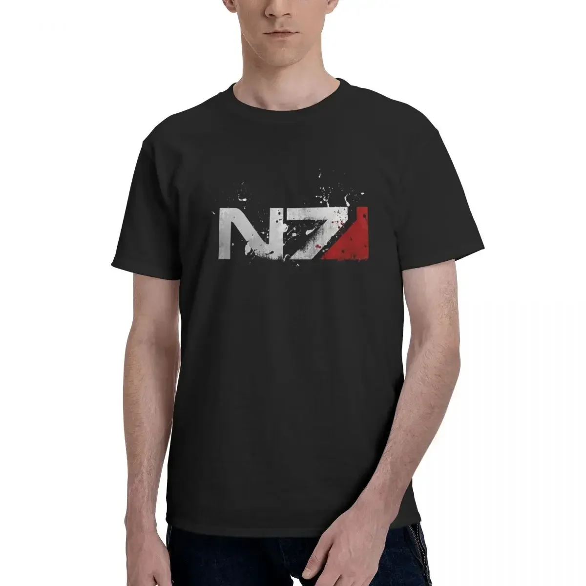 Mass Effect Distressed N7 100% Cotton T-shirt Unisex Fashion T Shirts Men Round Neck Short Sleeve S-6XL