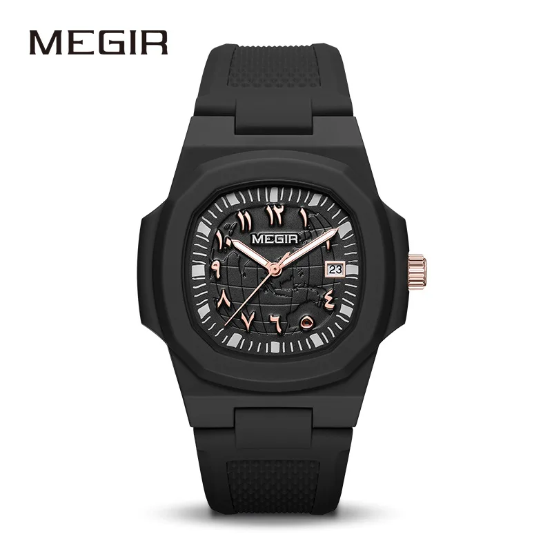 MEGIR 8119 Brand Quartz Watches for Man Fashion Calendar Luminous Silicone Strap Business Casual Sports Men Watch reloj hombre