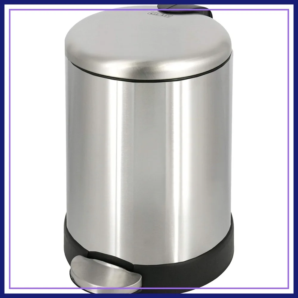 

1.2 Gallon Small Trash Can, Stainless Steel Step Pedal with Soft Close Lid, 8x9.5x12 Inches
