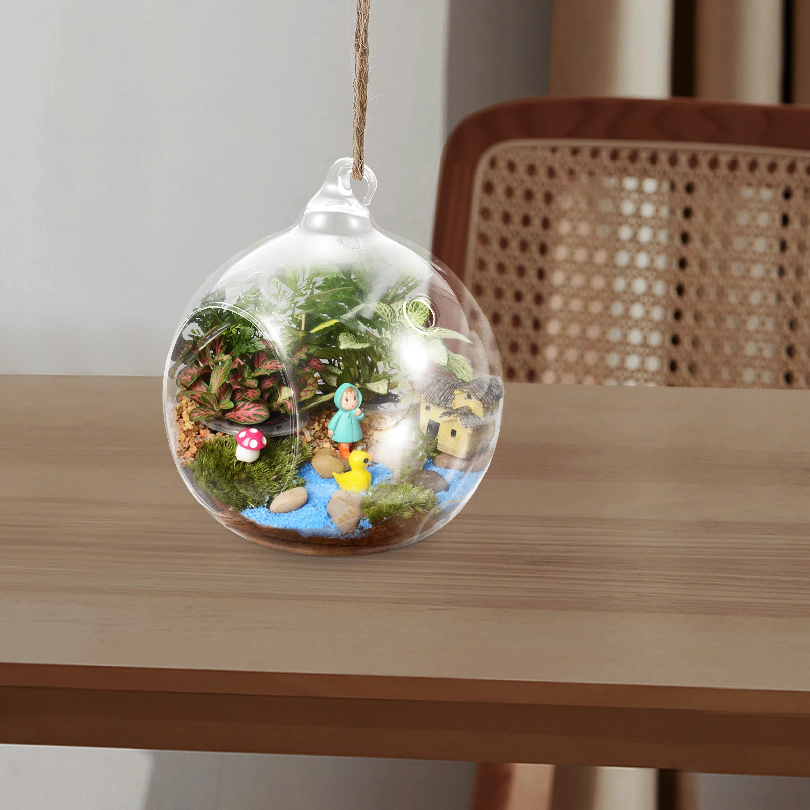 

2Pcs Hanging Terrarium Transparent Premium Glass Globe for Air Plants DIY Indoor Decor Home Garden Office Decoration Glass