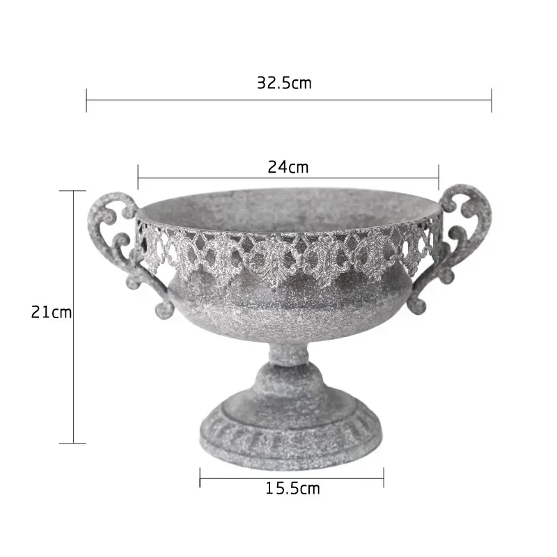 Trophy Shaped Flower Pot Classical Retro Metal Iron Art Desktop Vase Wedding Celebration Party Flower Arrangement Decorate Vase