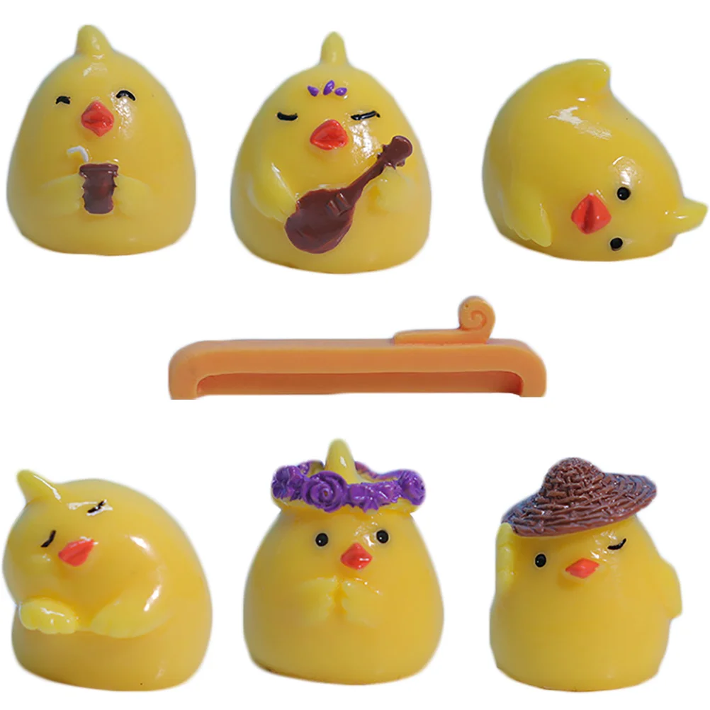 

1 комплект, миниатюрные фигурки цыплят, изделия из смолы, статуи цыплят, милый крошечный декор в виде животных, садовый пейзаж, нить, миниатюры, украшение