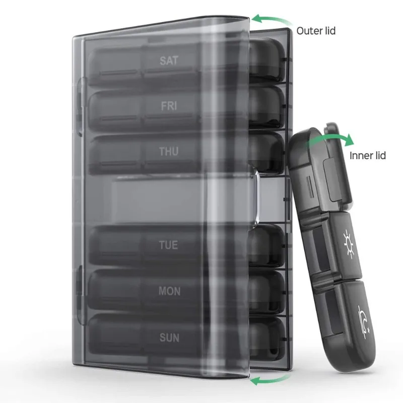 Travel Pill Cases Box Organizer 7 Days 28 Grids 4 Times Portable with Large Compartments for Vitamins Medicine Tablet Fish Oils