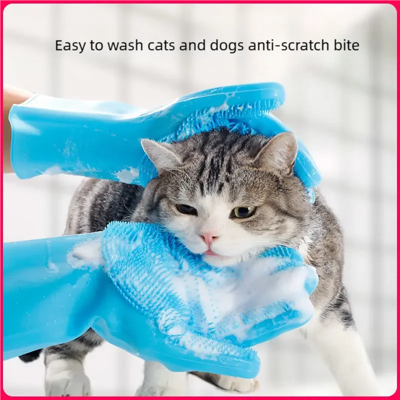 Pet Grooming Reinigungshandschuhe Hund Katze Badeshampoo Handschuh Wäscher Magic Dishwashing Cleanner Schwamm Silikon Haarentfernungshandschuh
