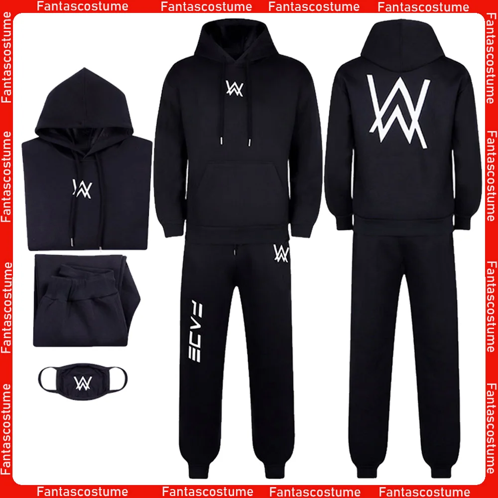 

Взрослый Дети Фантазия Алан Косплей Уокер Спортивная Одежда Костюм Черная Толстовка Брюки Маска Наряды для Хэллоуина Маскировочный Костюм