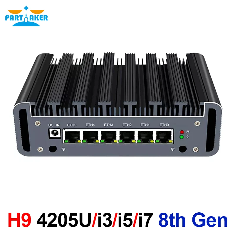 Parceiro pfSense Router, 8th Gen, 4205U, i3, 8130U, i5, 8250U, 8550U, 6 x Intel Nics, 2 x DDR4 Fanless, Mini PC, Firewall OPNsense, Servidor VPN