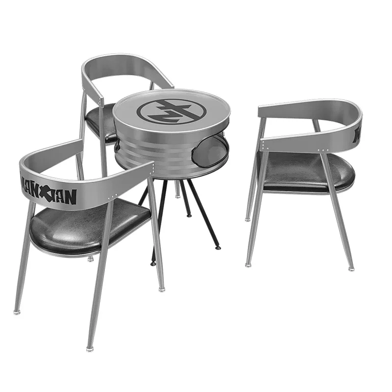 Industrial style milk tea shop table and chair combination cafe billiards room sitting area negotiation area Internet celebrity