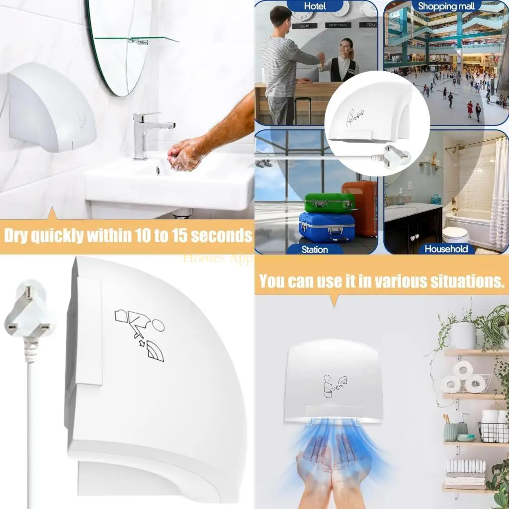 

D0AB Автоматическая сушилка для рук 220V Небольшой рекламный ролик с быстрыми скоростями ABS LOFF ABS Construction, подходящая