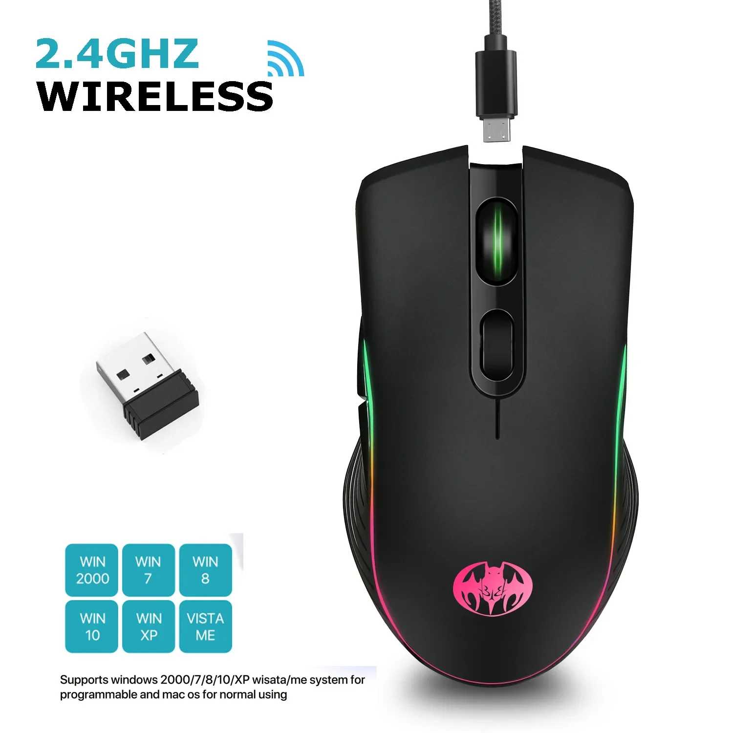 2.4G wireless mouse rechargeable mouse high quality Ergonomic optical mouse 1600DPI office mouse computer mouse gaming mouse