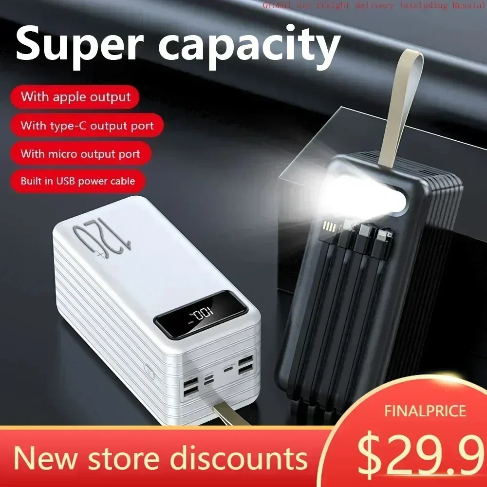 

Large capacity 20W 5V 3A 120000mAh portable fast charging external battery charger 120Ah iPhone Xiaomi Android class power bank