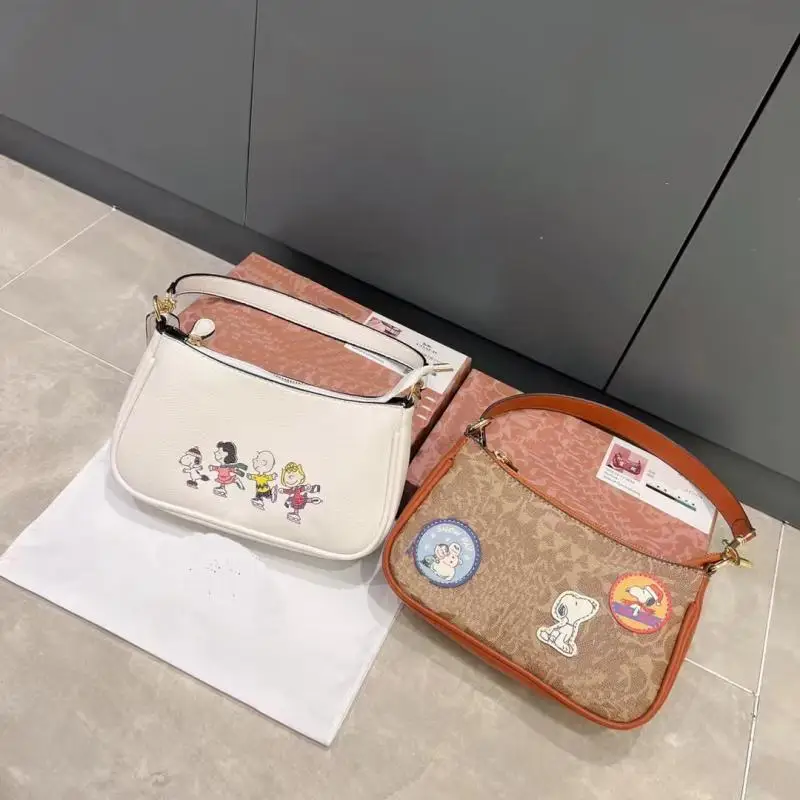 New Snoopy Co-Branded Underarm Bag Cartoon Printing Cute Graffiti Mahjong Bag Crossbody Handheld Shoulder Female Birthday Gifts