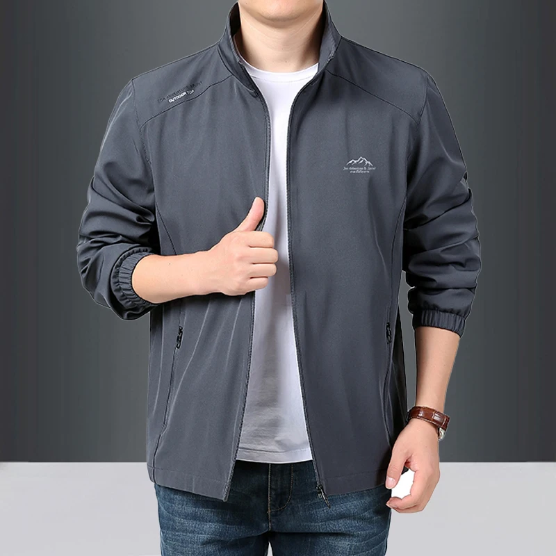 

Мужская повседневная спортивная куртка на осень 2023 года с воротником-стойкой, свободного кроя, молодежная, ветрозащитная, из эластичного полиэстера, на молнии