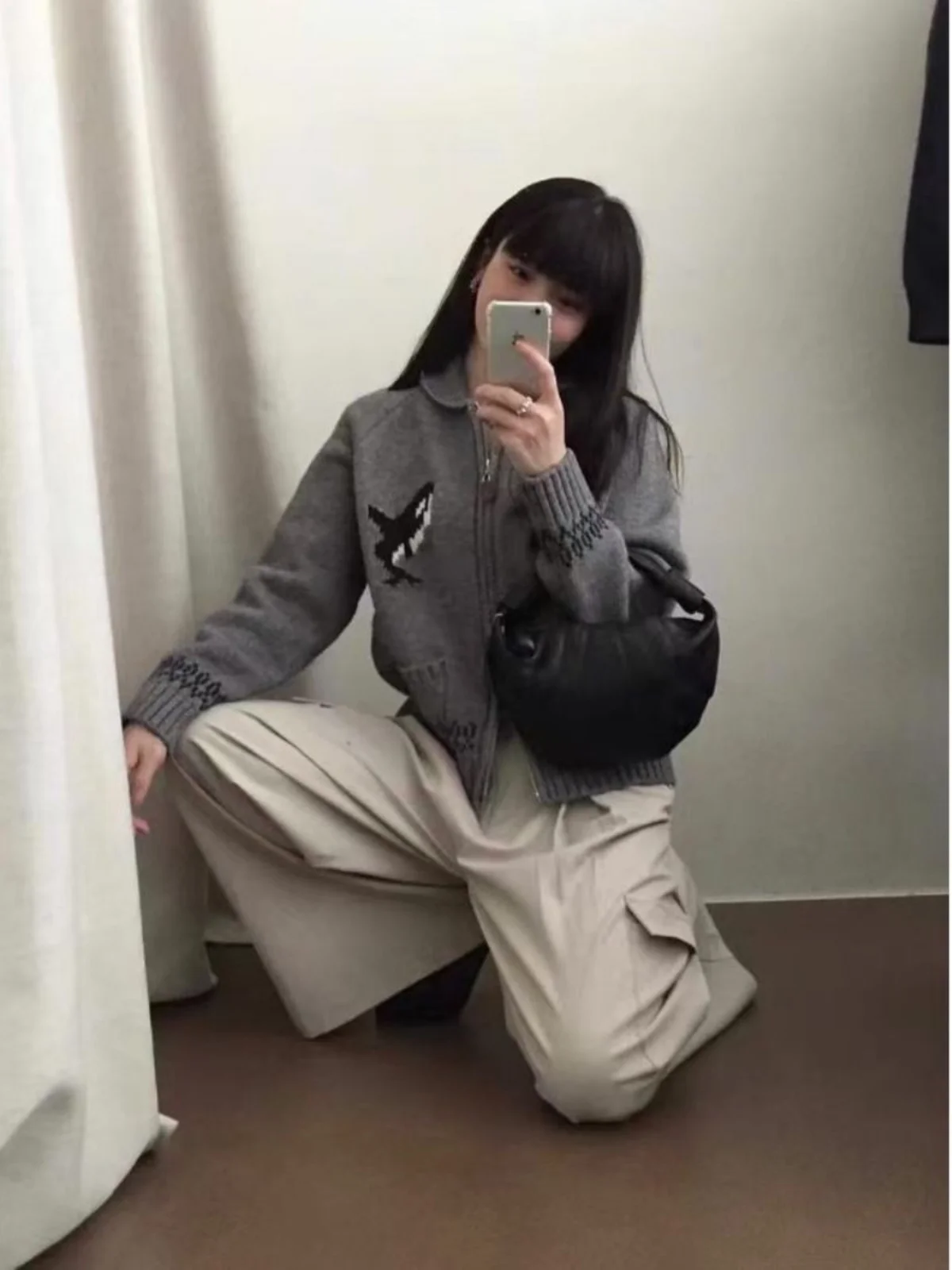 ay We Knit Thiened Knitted Sweater Jaet Double Zipper Loose Lapel New Sle Korean Version Soft Long Sve Warmth