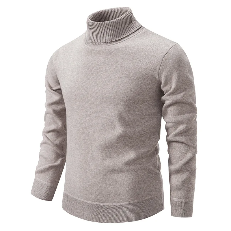 Sweater Fleece Musim Dingin Pria, Sweater Turtleneck Rajut, Pullover Rajut, Pakaian Rajut Tebal, Jumper Kasual Pria, Slim Fit, Sweater Polos