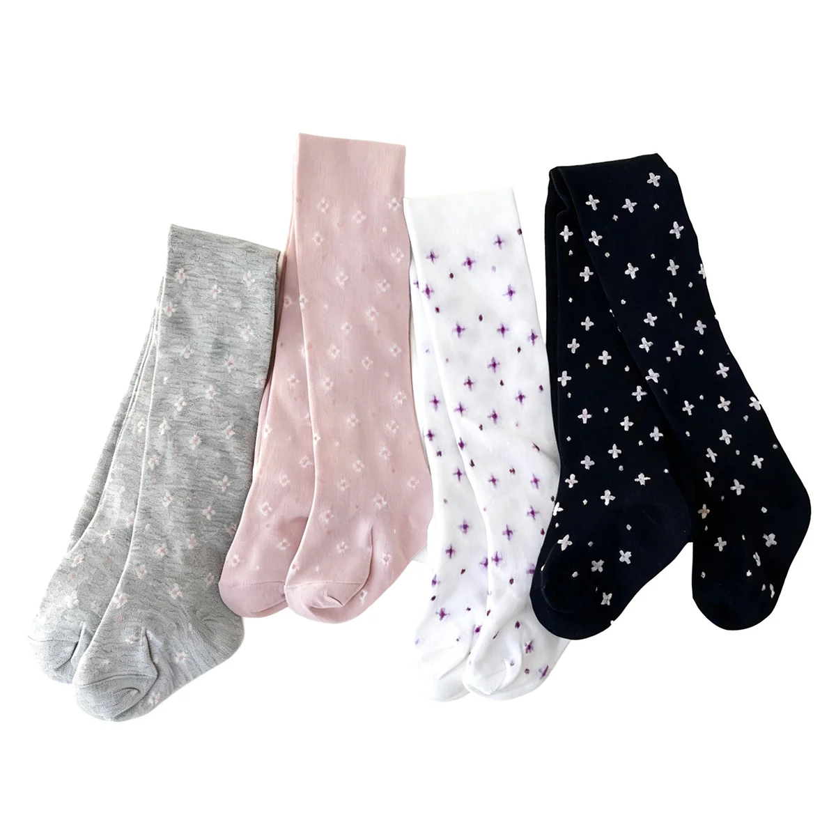 4-Pack of Girls' Cherry Blossom Floral Tights, Pastoral Style Leggings