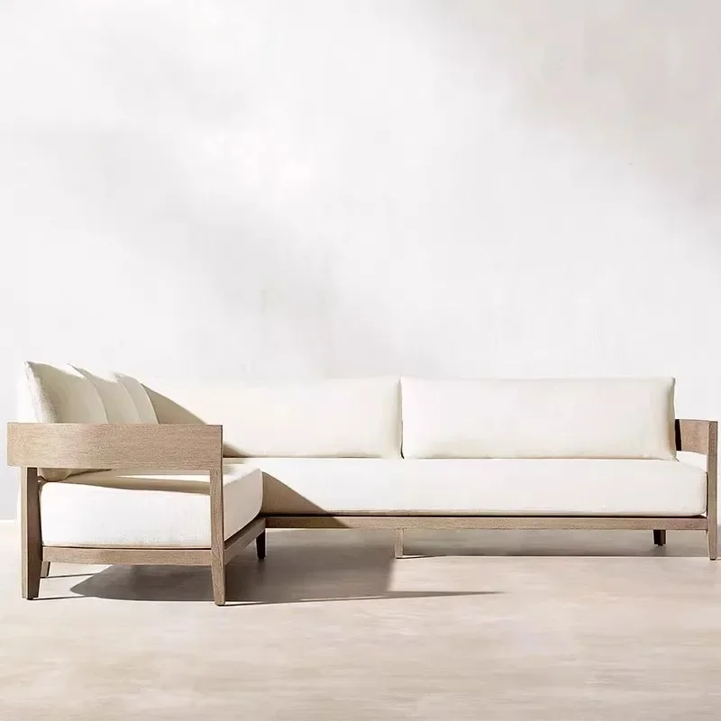 Villa Garden Outdoor Sofa Courtyard Open-air Leisure Chair Hotel Homestay Outdoor Solid Wood Sofa CombinationX9