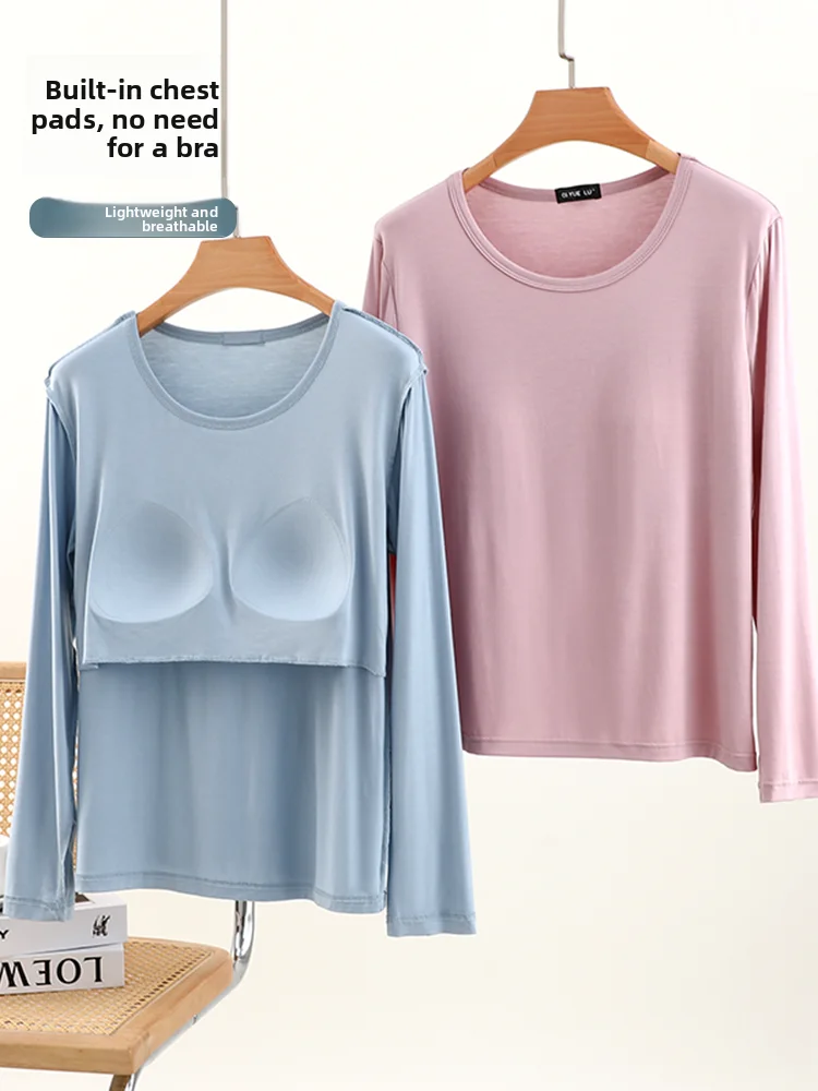 طويل Sve جولة Ne مشروط قاعدة irt رقيقة لون نقي ملابس المنزل أعلى حجم كبير Bral تي شيرت للنساء الخريف الربيع