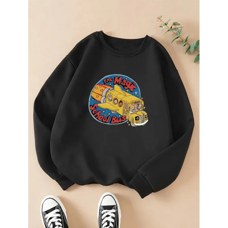 

Худи Magic School Bus, женская модная толстовка унисекс с круглым вырезом, весна 2026, без капюшона, 100% другое волокно