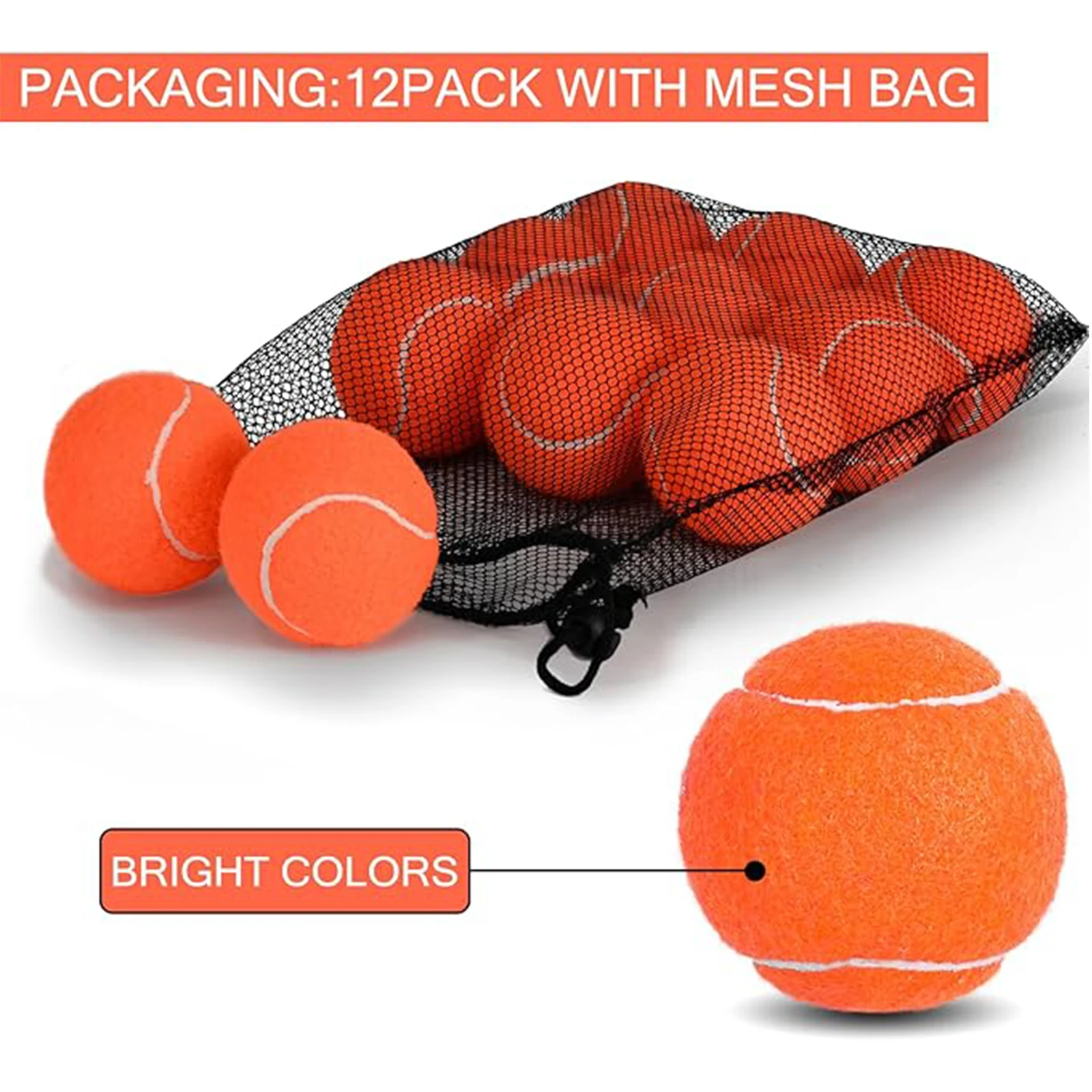 

Pet Dog Tennis Ball 12pcs/Mesh Bag for Easy Carry Multiple Color Options Advanced Training for Beginner Practice Dog Toy