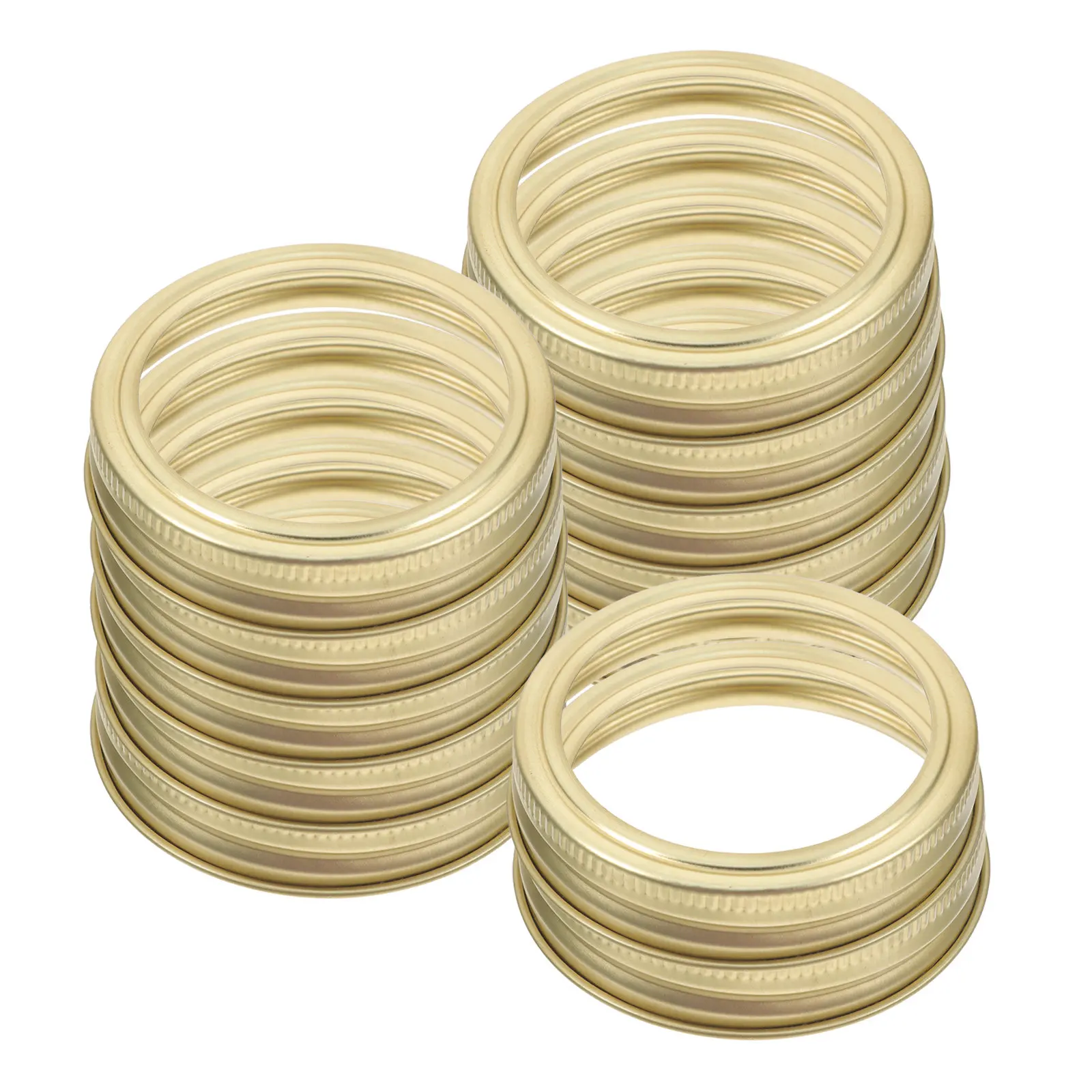 20Pcs Elegant Golden Tinplate Canning Rings for Jars Regular Mouth Jar Lid Screw Rings Enhanced Grip Airtight Seal Canning