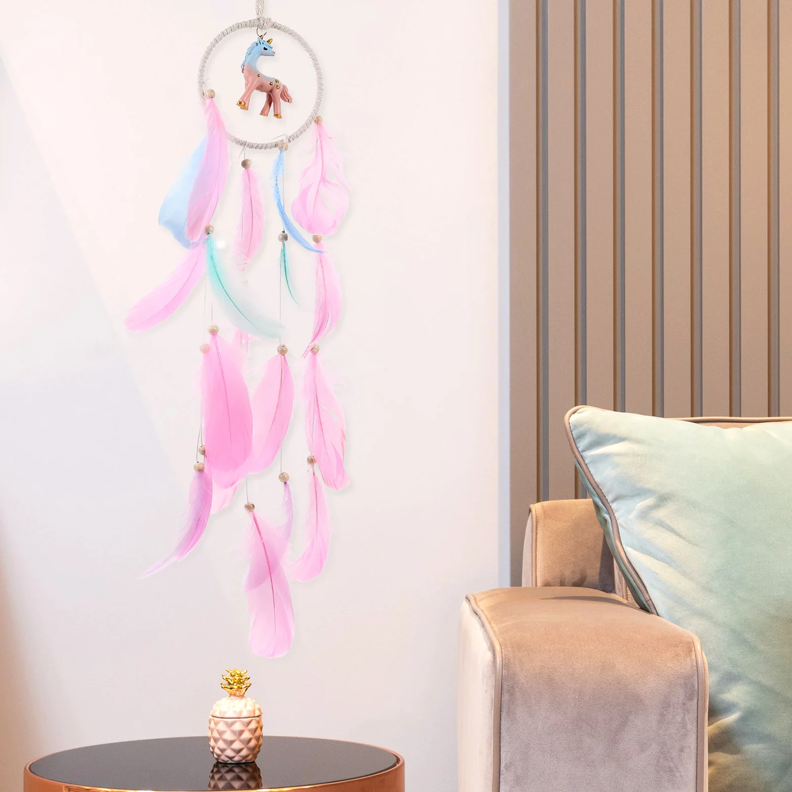 

Macaron Unicorn Dreamcatcher Wall Decor Large Room nament Safe Material Cotton Rope Home Sweet Bedroom Hanging Dream
