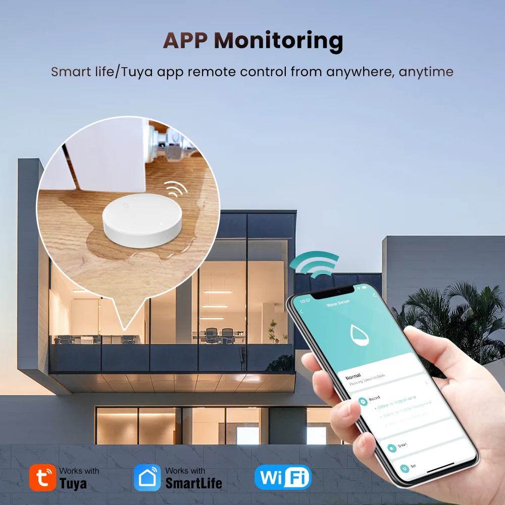 MIUCDA Tuya Zigbee Sensor kebocoran air pintar detektor celup air monitor jarak jauh detektor meluap untuk Alexa, Google Home