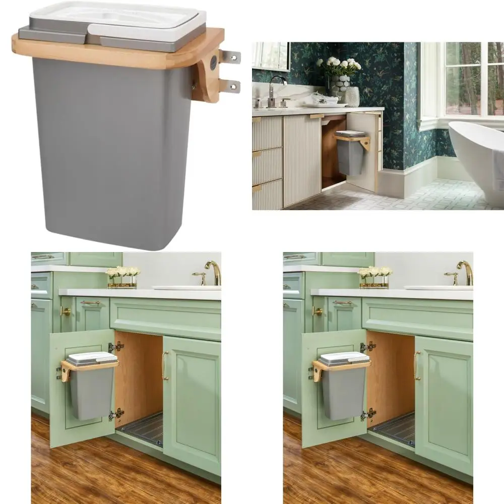 

Wooden Vanity Door-Mounted Waste Bin by Rev-A-Shelf